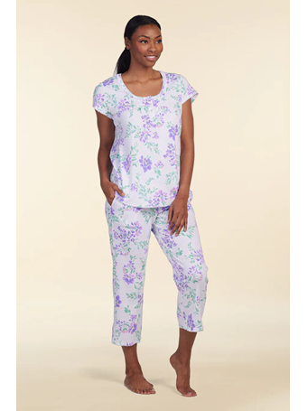 MISS ELAINE - Cottonessa 2 Piece Pajama 121 Lavender Flowers On White
