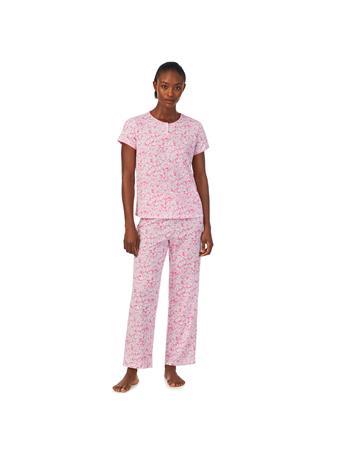 RALPH LAUREN - 2 Piece Short Sleeve Ankle Pant Pajamas PINK FL