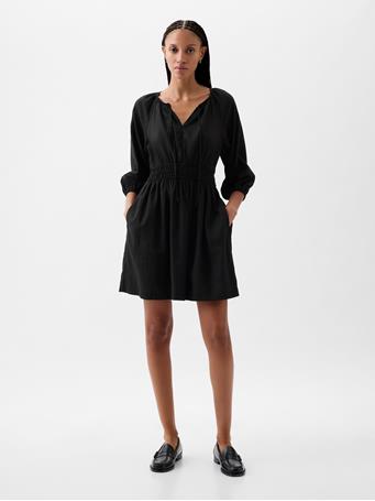 GAP - Linen-Blend Mini Dress BLACK