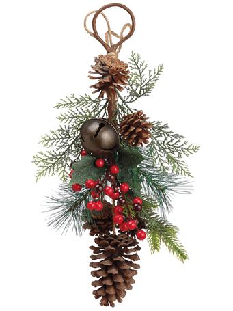 ALL STATE - Pine And Berry Door Hangar With Bells RED