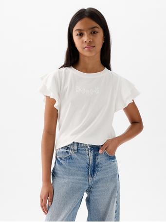 GAP - Kids Ruffle Graphic T-Shirt NEW OFF WHITE