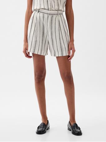 GAP - 365 High Rise Linen-Blend Shorts NEUTRAL STRIPE 8172-4