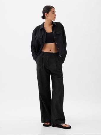 GAP - 365 High Rise Linen-Cotton Trousers BLACK