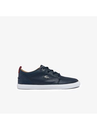 LACOSTE - Leather Perforated Collar Sneakers 092 NAVY WHT