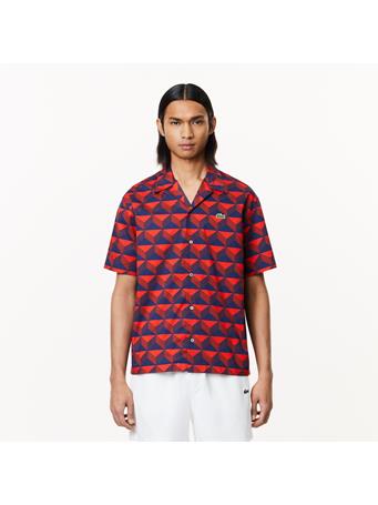 LACOSTE - Short Sleeve All Over Print Shirt IKL PENUMBRA BLUE