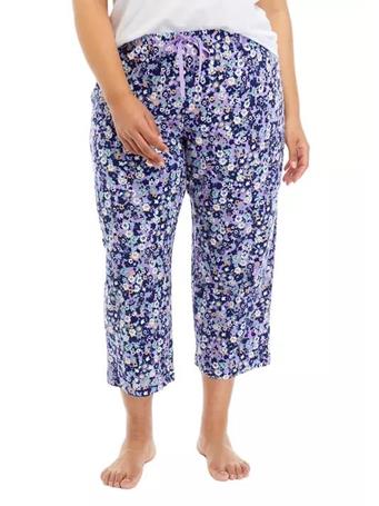 HUE - Plus Size Fragrant Floral Capri Pajama Pants Bougainvillea