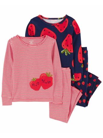 CARTER'S - 4-Piece Strawberry 100% Snug Fit Cotton Pajamas RED