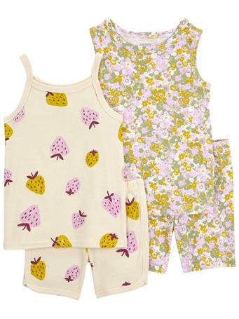 CARTER'S - Baby 4-Piece Strawberry 100% Snug Fit Cotton Pajamas YELLOW