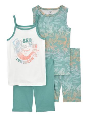 CARTER'S - Kid 4-Piece Mermaid 100% Snug Fit Cotton Pajamas GREEN
