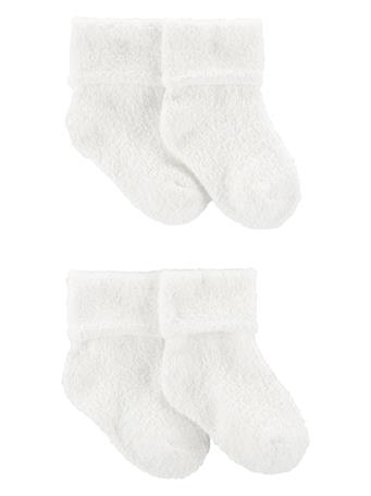 CARTER'S - Baby 4-Pack Foldover Chenille  Booties WHITE