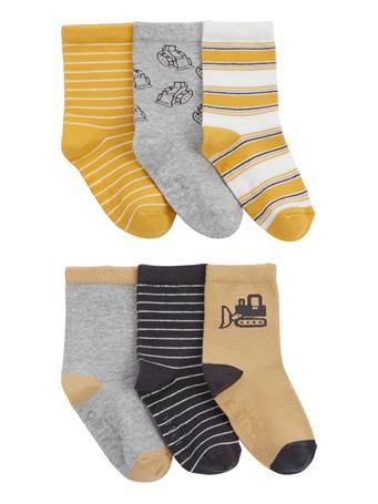CARTER'S - Toddler 6-Pack Construction Socks NOVELTY