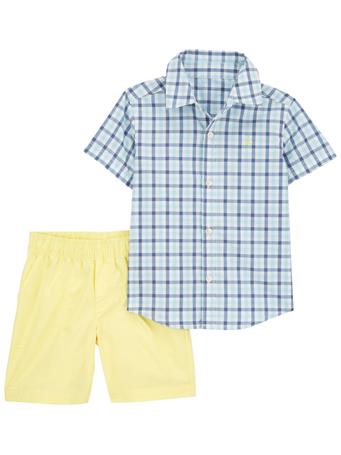 CARTER'S - Toddler 2-Piece Plaid Button-Down Shirt & Short Set YELLOW