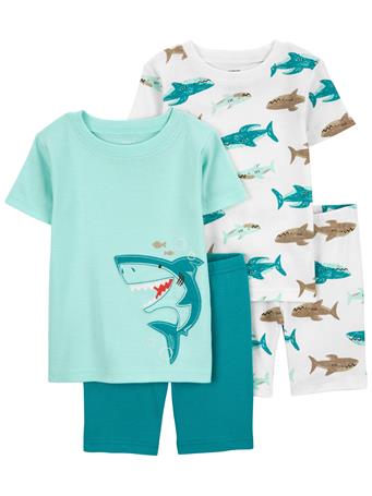CARTER'S - Toddler 4-Piece Shark 100% Snug Fit Cotton Pajamas TURQUOISE