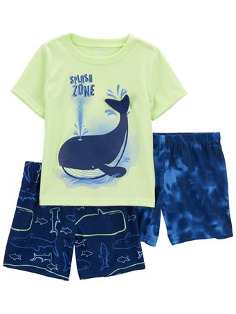 CARTER'S - Toddler 3-Piece Whale Loose Fit Pajama Set LIGHT GREEN