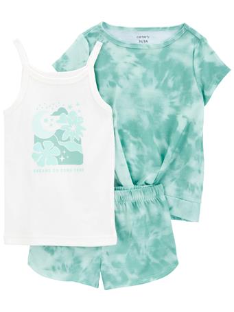CARTER'S - Toddler 3-Piece Tie-Dye Loose Fit Pajamas GREEN