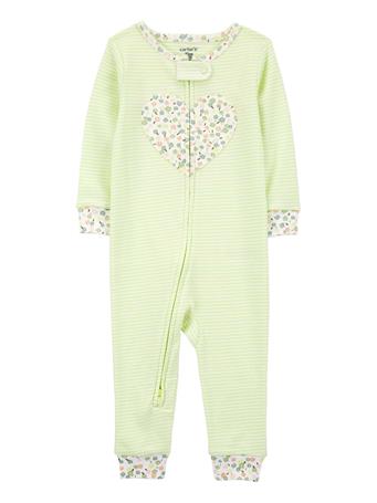 CARTER'S - Toddler 1-Piece Heart 100% Snug Fit Cotton Footless Pajamas GREEN