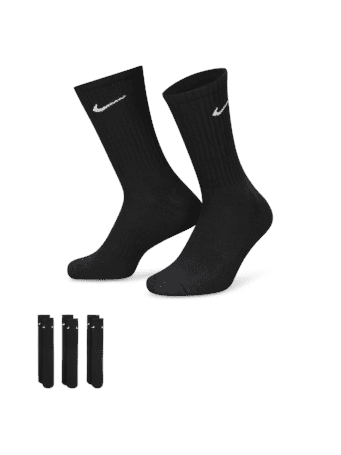 NIKE - Cushioned Training Crew Socks (3 Pairs) BLACK