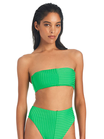 SANCTUARY - Refresh Rib Bandeau Bikini Top Green Flare GREEN FLARE