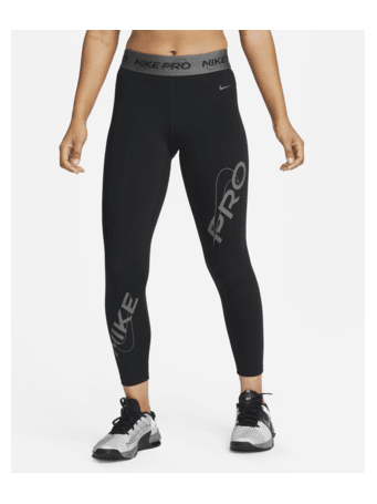 NIKE - Nike Pro Women's Mid-Rise 7/8 Graphic Leggings BLACK/(IRON GREY)