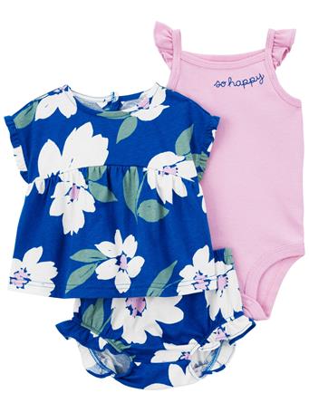 CARTER'S - Baby 3-Piece Floral Little Short Set NAVY BLUE