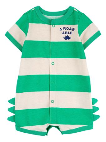 CARTER'S - Baby A-Roar-Able Striped Snap-Up Romper GREEN