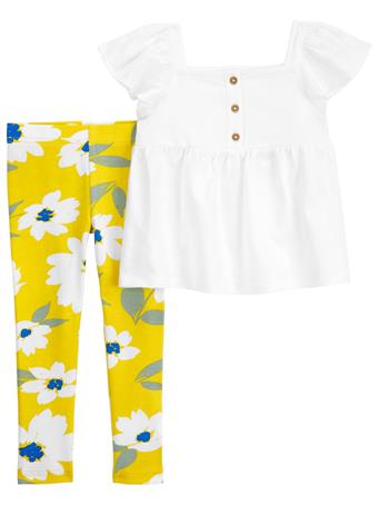 CARTER'S - Baby 2-Piece Eyelet Top & Floral Legging Set WHITE