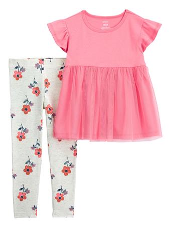 CARTER'S - Toddler 2-Piece Tulle Top & Floral Legging Set PINK