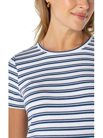 LIVERPOOL - Short Sleeve Crew Neck Classic Knit Tee WHT INDG DST ST
