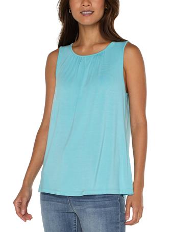 LIVERPOOL JEANS - A-Line Sleeveless Knit Top TURQUOISE TIDE