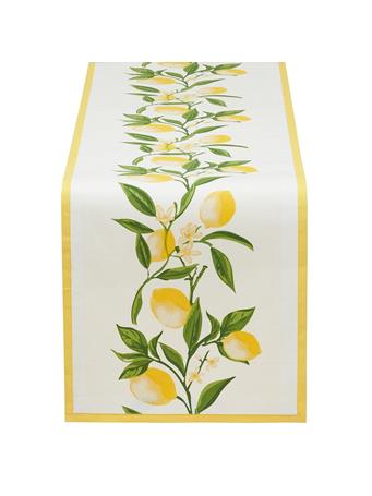 DESIGN IMPORTS - Lemon Bliss Printed Table Runner WHITE