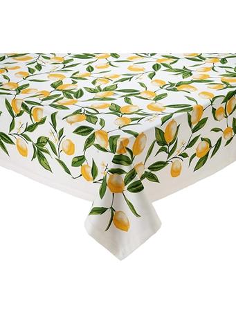 DESIGN IMPORTS - Lemon Bliss Table Linens, 52-Inch by 52-Inch Square Tablecloth WHITE