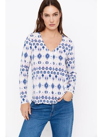 CORTEFIEL - Flowy Plank Top WHITE PRINT