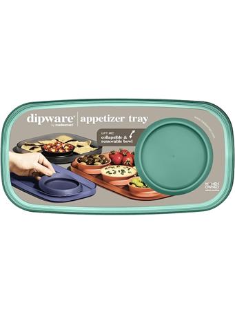 MADESMART - Small Serving Tray with Collapsible and Removable Dip Bowl for Appetizers and Snacks TEAL