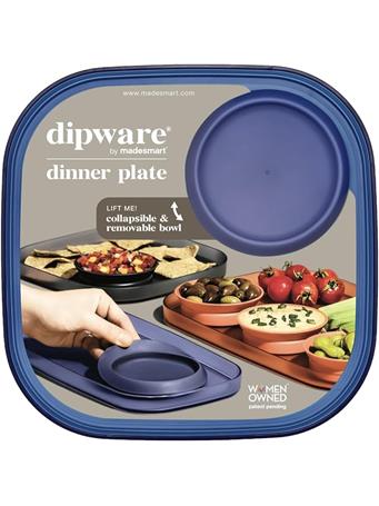 MADESMART - Dinner Plate with Collapsible and Removable Dip Bowl BLUE