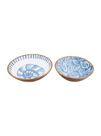 MUD PIE - Shell Enamel Bowl Set WHITE/BLUE