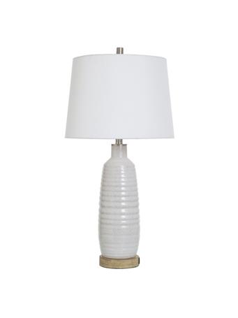 STYLECRAFT LAMPS INC - White Washed Ceramic Table Lamp with Type A & C USB Port WHITE