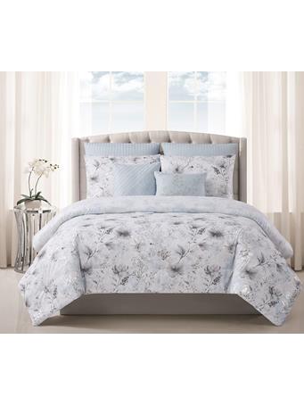 PEM America - Style 212 Comforter Set, Light Blue, King BLUE/BLUSH
