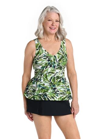 MAXINE HOLLYWOOD - Fronds With Flair Empire Underwire Tankini Top OLV