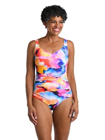MAXINE OF HOLLYWOOD - Watercolor Bliss Side Shirred One Piece MLT
