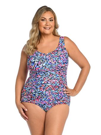 MAXINE HOLLYWOOD - Luminescence Side Shirred One Piece (Plus Size) MLT