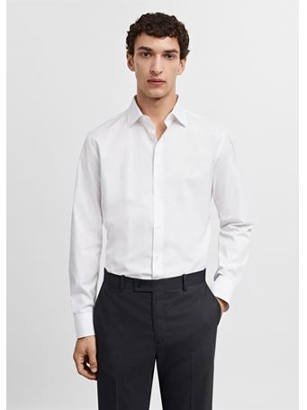 MANGO - Slim-fit Cotton Poplin Suit Shirt WHITE