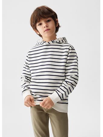 MANGO - Striped Hooded Sweatshirt IVORY