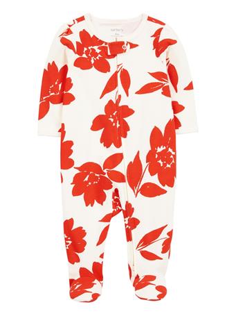 CARTER'S - Baby 2-Way Zip Floral Cotton Sleep & Play Pajamas RED