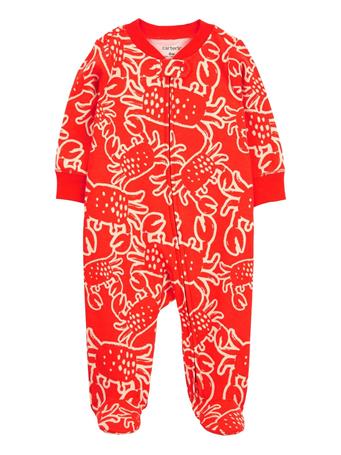 CARTER'S - Baby 2-Way Zip Crab Cotton Sleep & Play Pajamas RED