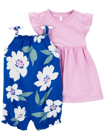 CARTER'S - Baby 3-Piece Dress & Romper Set PINK