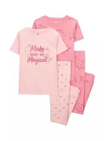 CARTER'S - Girls 4-6x Short Sleeve Magic 4 Piece Pajama Set PINK