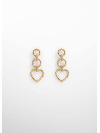 MANGO - Heart Long Earrings GOLD