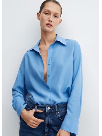 MANGO - Lyocell Fluid Shirt MEDIUM BLUE
