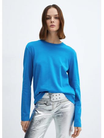 MANGO - Premium Cotton T-shirt MEDIUM BLUE