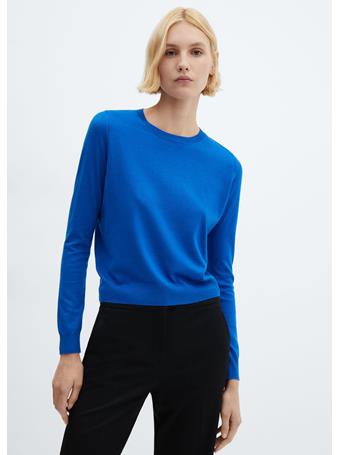 MANGO - Round Neck Knit Sweater BRIGHT BLUE
